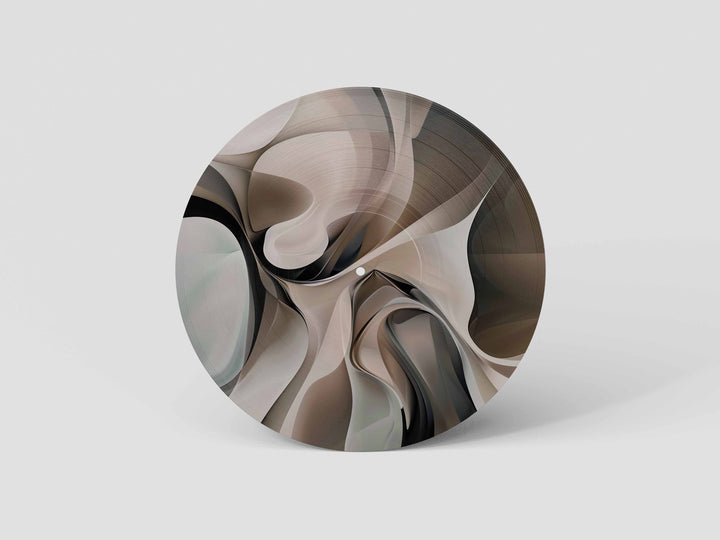 Custom 12-inch picture vinyl record with abstract modern art design in blue, orange, and red tones. Unique personalized vinyl pressing for custom music gifts, home decor, weddings, anniversaries, and special occasions