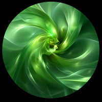 Luminous green abstract swirl with flowing silky waves and layered emerald tones for a personalized custom vinyl record disc